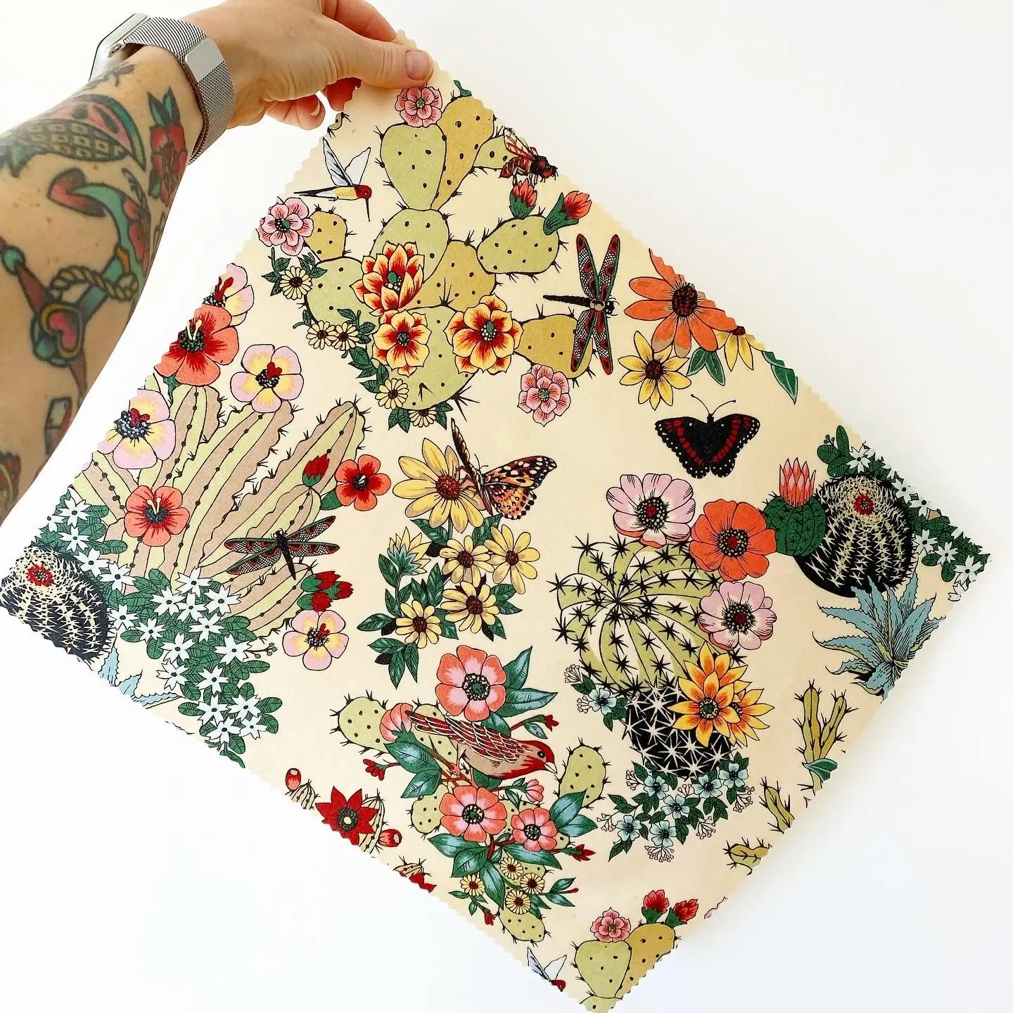 Beeswax & Cotton Food Wrap – Cactus Flower, Large