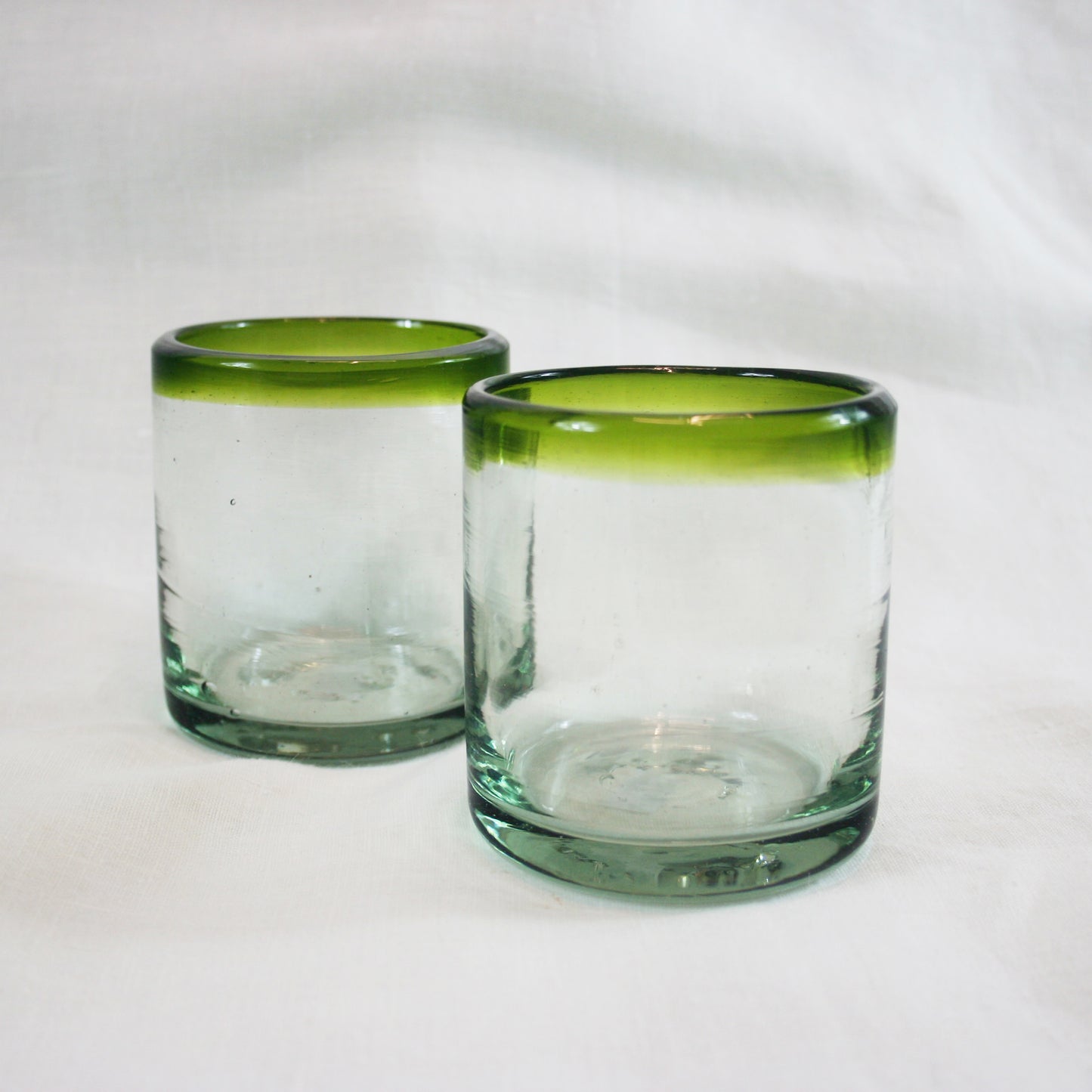 Hand-blown Tumblers, Lemon-lime Rim – Set of 2