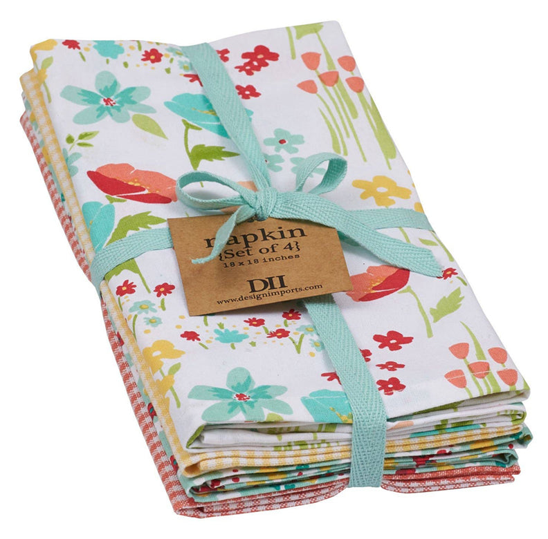 Flowers and Gingham Check Napkins