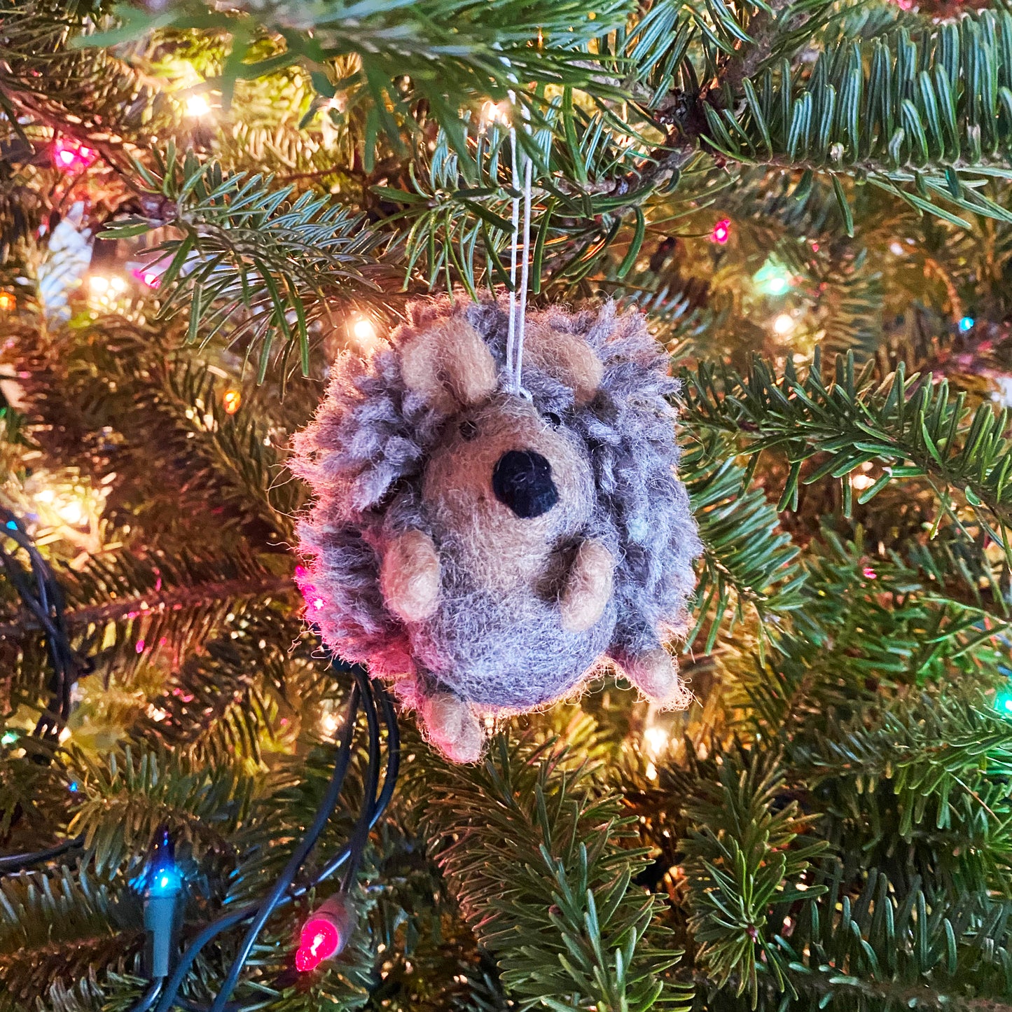 Handmade Felted Christmas Ornaments - Hedgehog Edition (set of 3)